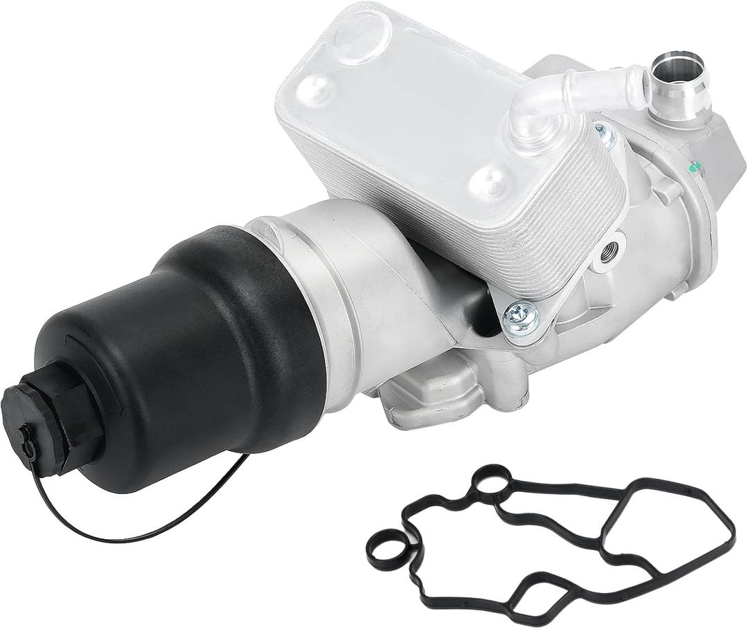 06F115397K Upgraded Aluminum Oil Filter Housing with Oil Cooler Assembly Compatible with VW Passat Jetta Golf R GTI Eos 20062013, Audi A3 A4 TT TTS 20052015 2.0L L4, Replace# 06F115397K 06F115397J