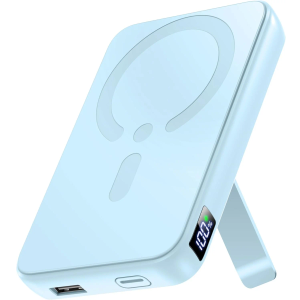 for Magsafe Portable Charger, 12000mAh Wireless Magnetic Power Bank with Stand and USB C in/Out Fast Charging, for Magsafe Battery Pack Compatible with iPhone 15/14/13/12 Pro/Pro Max/Plus Series-Blue