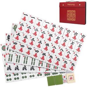 Aceshmir Mahjong Tile Set, 146pcs Chinese Mahjong Set Quality Mah Jong Tiles with Exquisite Storage Box Easy to Carry, Instructions Include Mah Jongg Sets for Family & Friends Gatherings