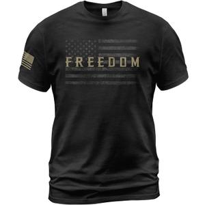Freedom T Shirt, American Flag Shirt, Freedom Shirts for Men, Patriotic Shirts for Men (Black, L)