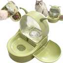 Automatic Gravity Water Fountain for Cat, RABIT & Small Dogs  Ultra-Quiet Slow Auto-Refill Waterer Dispenser Station with Snack Bowl & Multi-Layer Filter - Snail Shape, BPA-Free, Spill Prove