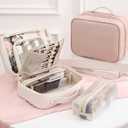 Set Patient Travel Makeup Bag, Multi Compartment Toiletry Cosmetic Bag, PU Leather Portable Cosmetics Bag, Cosmetic Bag With Compartments