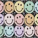 Flagship Carpets Pastel Rainbow Smileys on Notebook Educational Area Rug for Kids Room Seating Dcor, Children's Classroom, Play Carpet for Teaching and Playroom, 5' x 7'6", Multi