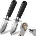 Oyster Shucking Knife Set - 2 Stainless Steel Oyster Shucker and Oyster Shucking Knife with PVC Sheath & 2 Cut Resistant Gloves and Oyster Shucking Kit for All Kinds of Shells, Clam, and Crab