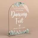 4 x Acrylic Wedding Sign A Little Treat for Your Dancing Feet Signs for Ceremony Modern Calligraphy Arch Acrylic Table Top Signs for Wedding Reception and Event Party Table Decor (Eucalyptus Leaves)