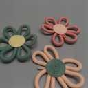 Ripeng 6 Pcs 6 inch Boho Nursery Decor for Girl Woven Daisy Flower Decor Macrame Wall Hanging Bohemian Wall Dais for Baby Girls Kids Home Bedroom(Macaron Color)