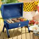 Royal Gourmet CC1015B Portable Charcoal Grill, 147 Sq. In. Cooking Area, with Four Air Vents, Lid Latch Buckle, Lid Handle, for Outdoor Backyard, Patio Parties and Picnics, Blue