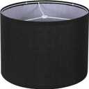 Black Drum Lampshade, Lamp Shade for Table Lamps Floor Lamp, 13" Top X 13" Bottom X 10" High Large Line Fabric Lamp Shades, Easy Assembly Replacement Lampshades