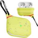 for AirPods Pro 3 Case Silicone - Waterproof, Shockproof, Drop Protection, Textured Design, Wireless Charging Supported, One-Piece Folding Design with Carabiner for Apple AirPods Pro 3rd Gen - Yellow