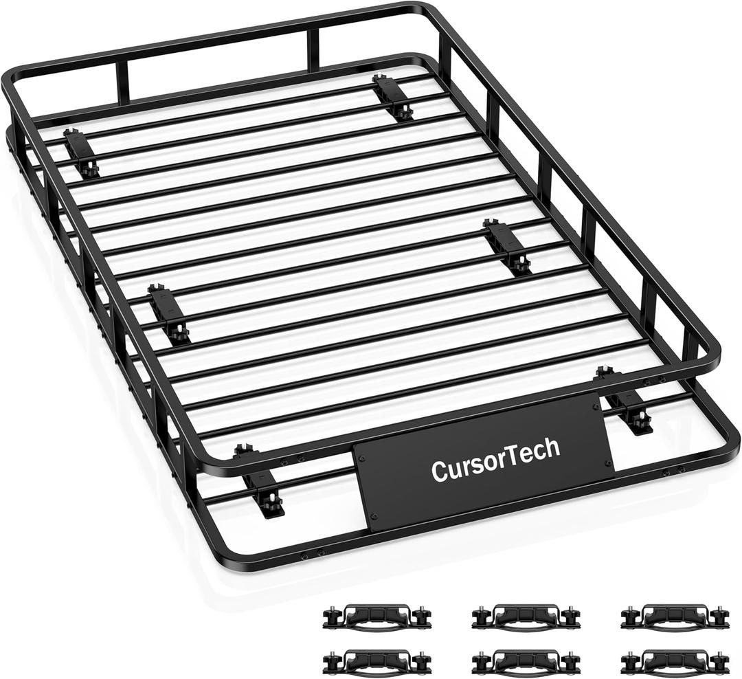 Roof Rack Basket 64" x 39" Heavy Duty Rooftop Cargo Basket 300 lbs Capacity Steel Roof Rack Cargo Baskets Luggage Holder Rack for SUV Truck Car Travel Camping Storage