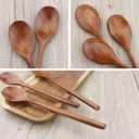 ADLORYEA Wooden Spoons, 6 Pieces 9 Inch Wood Soup Spoons for Eating Mixing Stirring, Wood Spoon with Japanese Style Kitchen Utensil