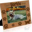 KATE POSH Best YORKIE Ever Engraved Natural Wood Picture Frame, Pet Memorial Gifts, New Puppy Gifts, Dog Lover Gift, Paw Prints on My Heart (5x7 Horizontal)