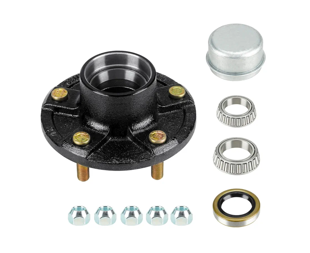 Youxmoto Trailer Idler Hub kit 5 on 5, 5-Hole, 5" Bolt Circle Idler Hub for 3,500 lb. Axles, Replacement Trailer Brake Hub Drum Assembly for Rvs; (for L68149 and for L44649 Cone Bearings