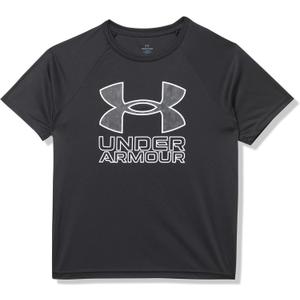 Under Armour Boys Tech Hybrid Print Short Sleeve T Shirt (X-Large,  Black / / White)
