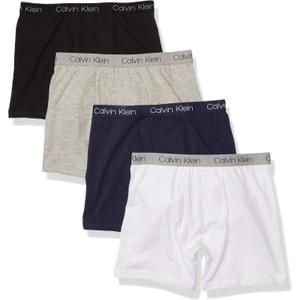 Calvin Klein Boys' Underwear Four Pack Boxer Brief Value Pack (Medium, Black Iris Pack)