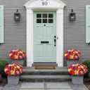 2 x 8 Bundles Artificial Camellia for Front Door Outside - Faux UV Resistant Real Looking Camellia Flowers Fake Silk Bouquets Plants for Garden Window Farmhouse Home Spring Summer Decor (Mixed Color)