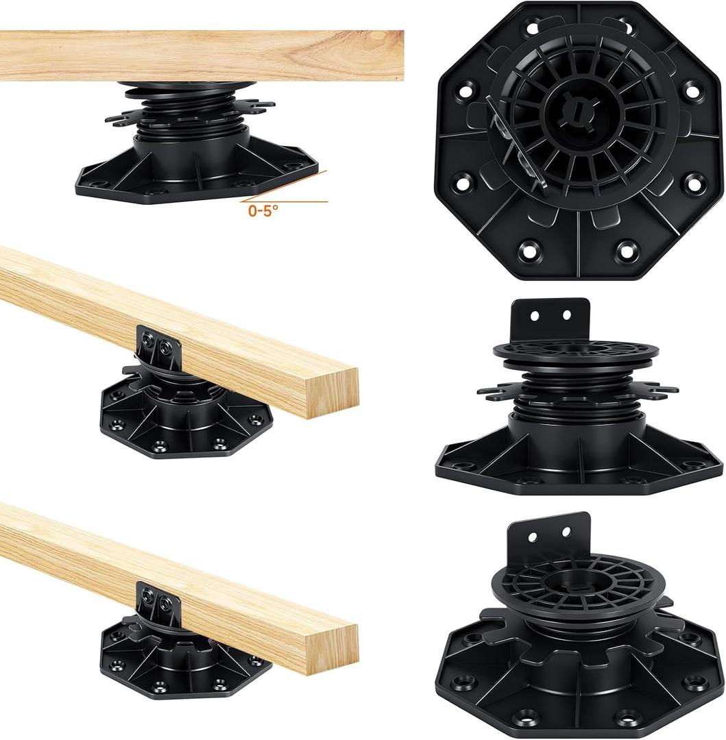 12pack Adjustable Deck Support Pedestal,Floor Lift Plastic Deck Foundation Support Base, Floating Deck Platform,Height Adjustment Raising from1-9/16" to 2-3/4", Automatic Leveling