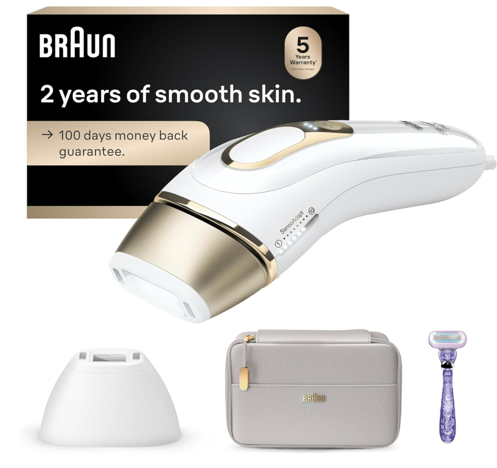 Braun IPL, Silk·Expert Pro 5, IPL Hair Removal for Women and Men, Permanent Laser Hair Reduction At-Home, 2 Heads, Pouch, Venus Razor, IPL5157