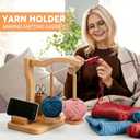 Wooden Yarn Spindle Holder | Anti-Tip Yarn Spool Stand for Knitting & Crocheting | Portable Yarn Storage for Crafters, Weavers, Handmade Enthusiasts.