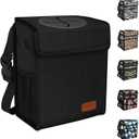 Femuar Leak Proof Car Trash Can with Lid - Waterproof Automotive Garbage Bin for SUVs, Collapsible and Portable Car Trash Bag, Black
