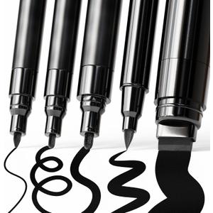 ARTISTRO 5 Black Acrylic Paint Pens, Acrylic Paint Markers Different Tip, Fabric Markers for Textile, Canvas, Rock, Glass, Wood, Paper, DYI, Pens for Kids and Adults