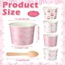Gejoy 200 Pcs 100 Set 8 oz Ice Cream Cup with Spoon Disposable Paper Dessert Bowl Pink Dessert Cups Bow Ice Cream Snack Bowl for Summer Graduation Wedding Birthday Party Supplies Hot and Cold Foods