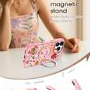 Uppuppy for iPhone 16pro max Case - Compatible with MagSafe for Women Girls Bulit-in 360 Rotatable Magnetic Ring Holder Kickstand Cute Aesthetic Pink Strawberry Design for Apple 16pro max