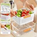6 x 6 PCS Fruit Storage Containers for Fridge with Removable Colanders, 6 Plastic Food Storage Containers with 6 Lids, Leakproof Produce Containers Keep Fruits, Vegetables, Berry, Meat Fresh Longer