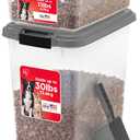 IRIS USA 30 lbs & 11 lbs Combo Airtight Dog Food Storage Container, Stackable Treat Box, 2-Cup Scoop, Wheels, Keep Fresh, Easy Mobility, Dark Gray, 3-Piece Set - 30 lbs + 11 lbs