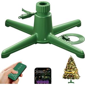 DG-Direct Musical 360 Rotating Christmas Tree Stand, Anti-tilt Noiseless, Up to 9ft 120 lb Artificial Fits 1.252" Tree Poles, Spinning Tree Stand with Remote, Built-in 3 Light Output Ports 800W (Green)