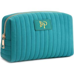 Monogrammed Make Up Bags for Women,Personalized Cosmetic Bags Women,Small Quilted Makeup Pouch,Cute Makeup Bag Travel,Birthday Gifts for Teen Girl (Blue P)