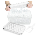 Ice Cube Tray with Lid and Bin - Round Ice Trays for Freezer with Lid - Ice Cube Trays for Freezer with Ice Container (1"-2PACK White)