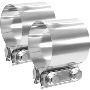 Exhaust Clamp, 2.5 inch exhaust clamps, Muffler Clamp 304 Stainless Steel, Exhaust Band Clamps for Pipes(2pcs).