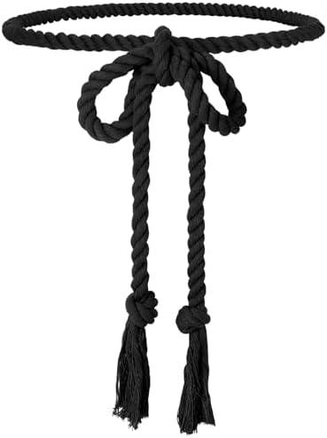 Balteus Braided Cotton Waist Rope Tie Belt Versatile Medieval Women Men Long Woven Tassels Belt for Dresses Pants