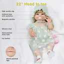 22 Inch Lifelike Reborn Girl Baby Dolls, Realistic Silicone Full Body Newborn Baby Doll, Look Real Girl with Accessories, Weighted Soft Toy Gift for 3+