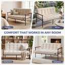 MAXYOYO Loveseat Sofa, Button Tufted Upholstered Small Couch for Living Room, Modern Love Seat Couches with Metal Frame & Wood Armrests for Bedroom Office, Easy to Install, Beige