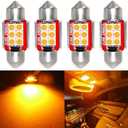 PHINLION DE3175 Amber Yellow LED Light Bulbs, Super Bright Festoon 31mm DE 3175 3021 3022 Miniature LED Bulb for Car Interior Door Map Dome Reading Trunk Step Courtesy Light, Pack of 4