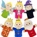 6 PCS Puppet Set 12 Inch, Fairy Tale Members Elf Plush Puppets Toddlers Princess Hand Puppet for Kids Ages,Soft Puppets for Storytelling Teaching Preschool Role Play Puppet Toy for Boy Girls