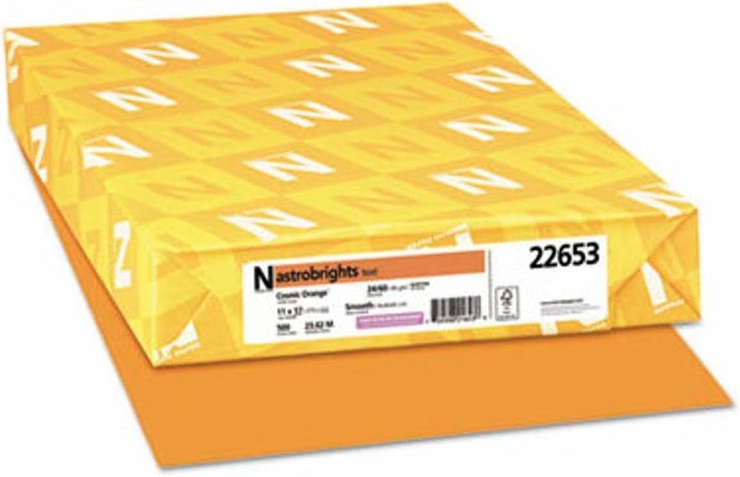 Astrobrights Color Paper, 24 lb Bond Weight, 11 x 17, Cosmic Orange, 500/Ream