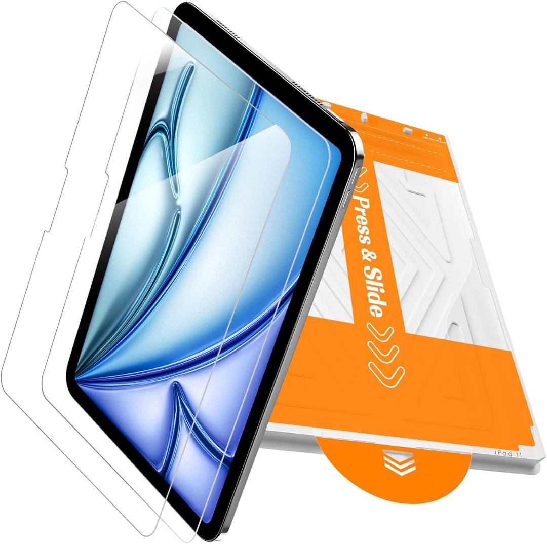 PandaShield 2-Pack Screen Protector for iPad Air 11 Inch M4/M3/M2 (2026/2025/2024, 8th/7th/6th Generation), Easy Installation Box, 9H Shatterproof Tempered Glass, Dust & Bubble-Free, Ultra HD Clarity