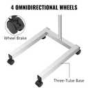 VEVOR Lab Cart, Stainless Steel Mayo Tray Stand 18 x 14 in Trolley Mayo Stand, Adjustable Height 32-51 in Instrument Tray with Removable Tray & 4 Omnidirectional Wheels, Ideal for Home Equipment