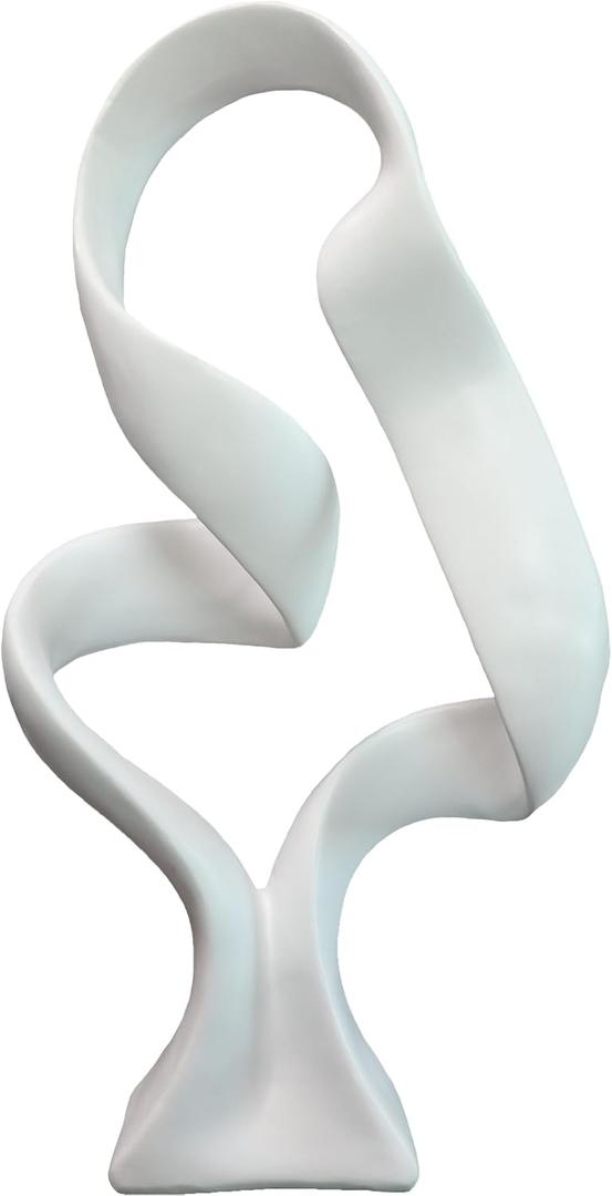 15" Modern Abstract Ribbon Decorative Sculpture, Knot Sculptures,Home Decor,Coffee Table Statues,Dining Living Room Desk DecorWhite