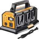 2-in-1 Portable Inverter Charger, 1200W Pure Sine Wave Inverter & 6A Rapid Charger for DeWalt 20V Battery, 6-Port DC to AC 120V Converter, 3 USB-A + 3 USB-C, 300lm LED Light for RV Camp Off-Grid