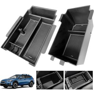 2025 2024 Crosstrek Center Console Organizer Tray Storage Box, Compatible with 2023 2024 2025 Crosstrek Hybrid 2024 Impreza Console Storage Box Tray Crosstrek Accessories 2024 2pcs (White)