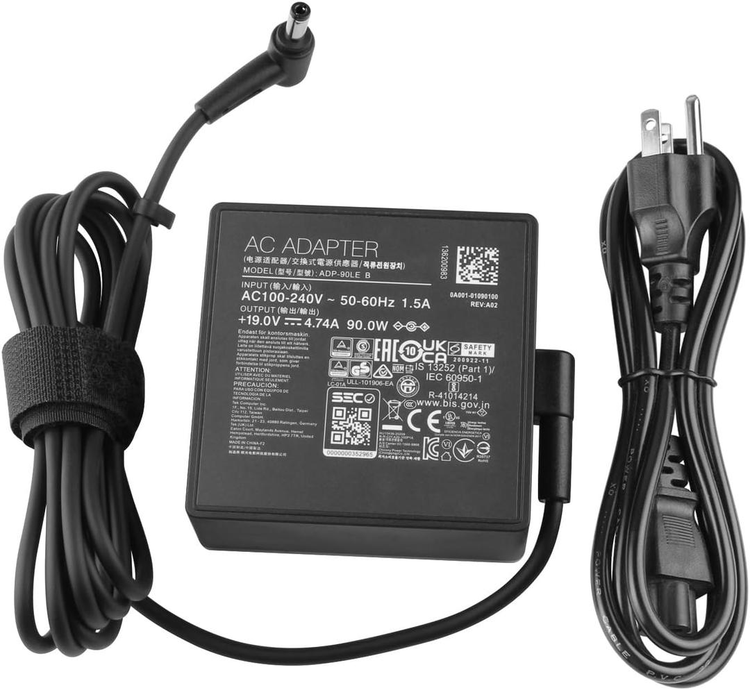 19V 4.74A 90W Charger Adapter Compatible with Asus K55D K55N K55VD K55VM F75A F75VD F75VB A55D A55DE A55DR A55VD X54C R704 R704A R704VB R704VC R704VD K75VJ N73SV X53E X53Z