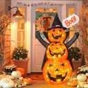 Halloween Decoration 4.3FT Retractable Jack-O-Lantern, 100 LED Collapsible Pumpkin Lantern with Black Star Hat, Plug in Halloween Lights with Stand for Indoor Outdoor Lawn Backyard Garden Decor