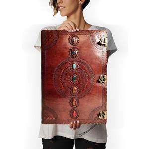TUZECH Chakra Journal Handmade Huge Leather Bound Journal for Women and Men Book of Shadows Diary College Book Poetry Sketch Spell Book - 1.8 FEET - Giant Leather Diary (22 Inches) 240 Pages