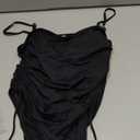 Yonique Women Strapless One Piece Swimsuit Tummy Control Bandeau Bathing Suit Cheeky Swimwear (Large, Pure Black)