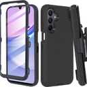 Designed for Samsung Galaxy A16 5G Case with Built-in Screen Protector, Belt Clip Holster, Heavy Duty Shockproof Drop Protection Military Grade Cover with Kickstand (Black)