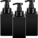 3 Pack 15oz/450ml Foaming Soap Dispenser Plastic Foam Pump Bottle Refillable Liquid Soap Container for Shampoo Body Hand Wash Bathroom Kitchen Sink - Black
